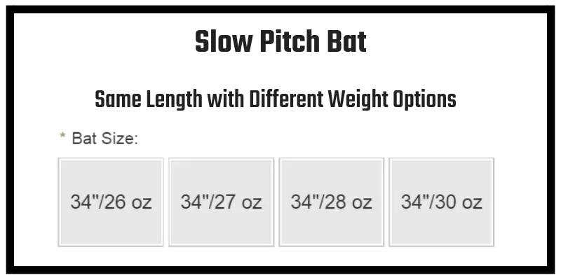 weight options of slowpitch bats