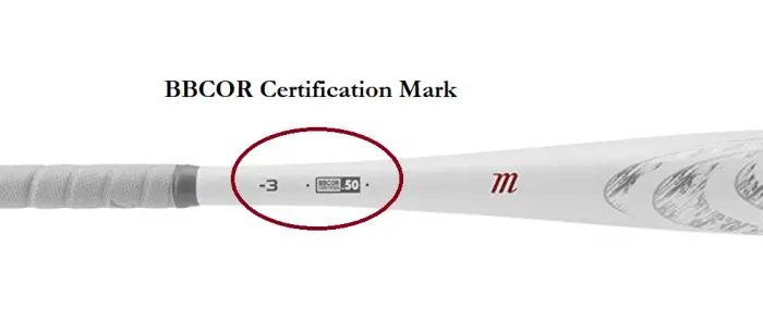 BBCOR certification mark on baseball bat