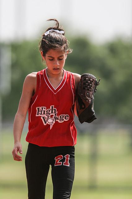 Softball player with tight pants